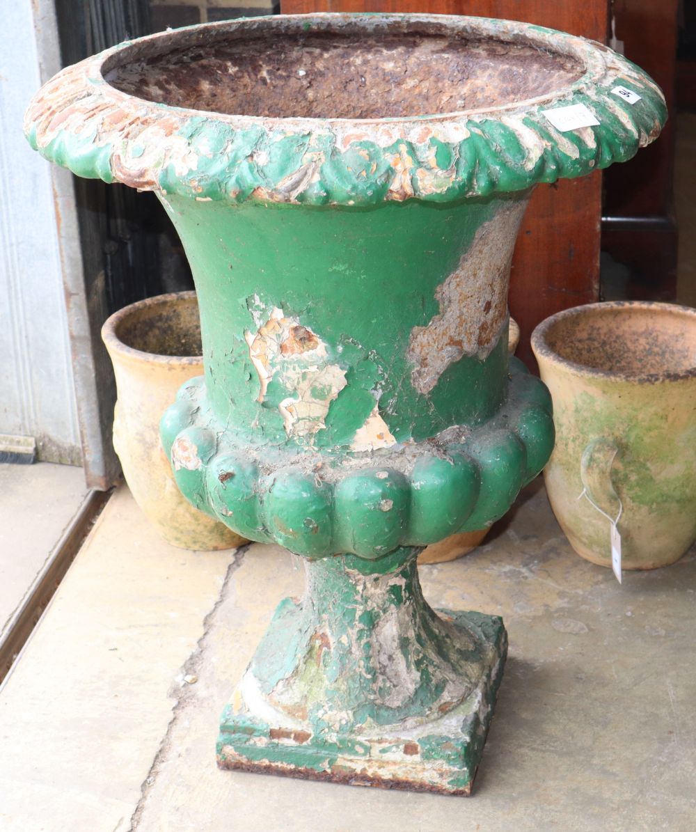An 18th / 19th century painted Campana garden urn, diameter 58cm, H.70cm